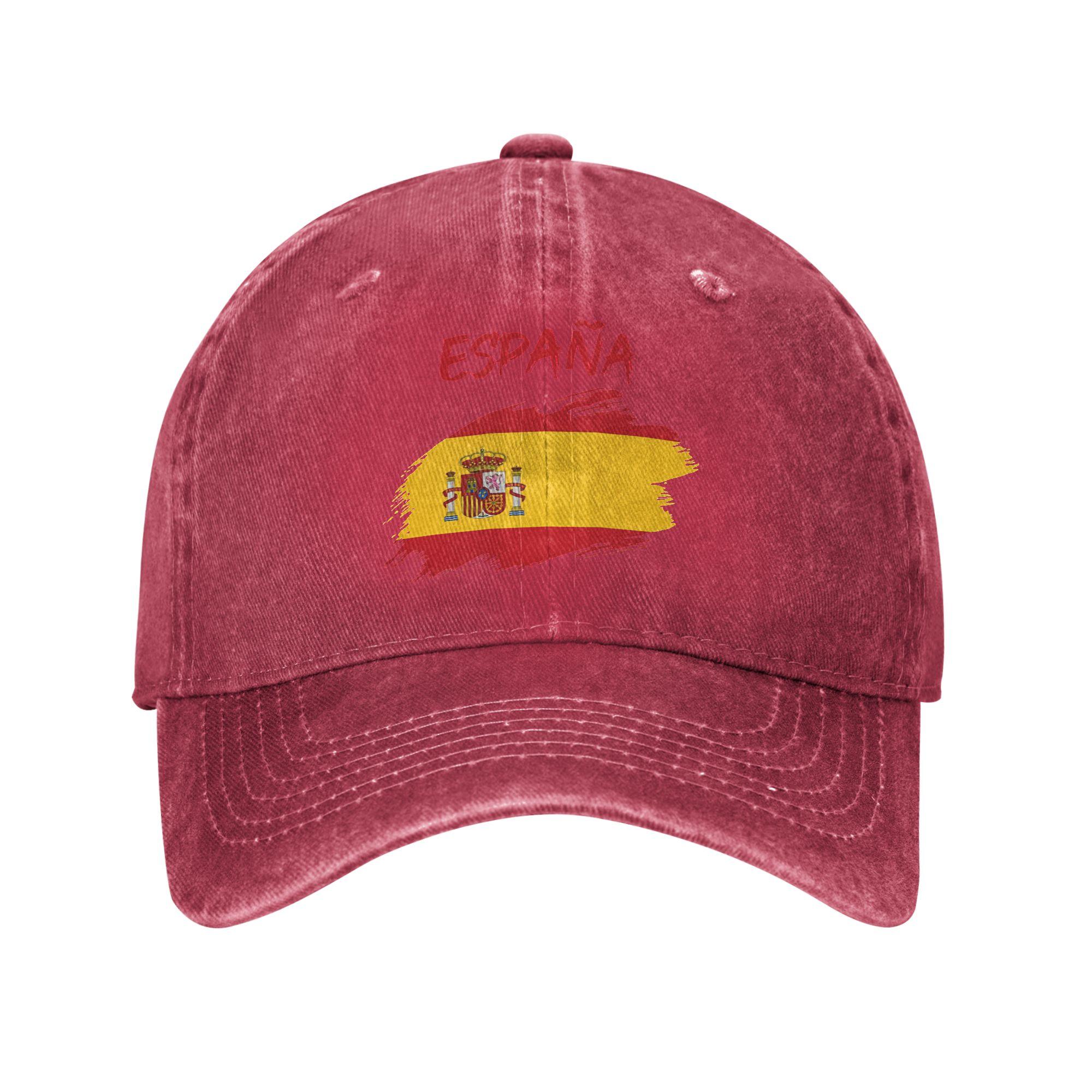 Spain Spanish Flag Sun Baseball Cap yk Funny Unisex Unisex WashedHat SunProof Design Tennis Baseball Caps Birthday Present One Size