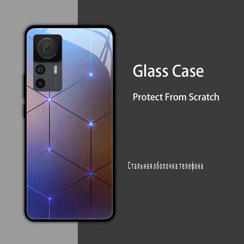 Cover in Vetro Temperato per Xiaomi 12T 12S 12X Custodia Rigida Posteriore per Telefono per Xiaomi 11T 10T 12T Pro 11 12 Lite Gusci Protettivi