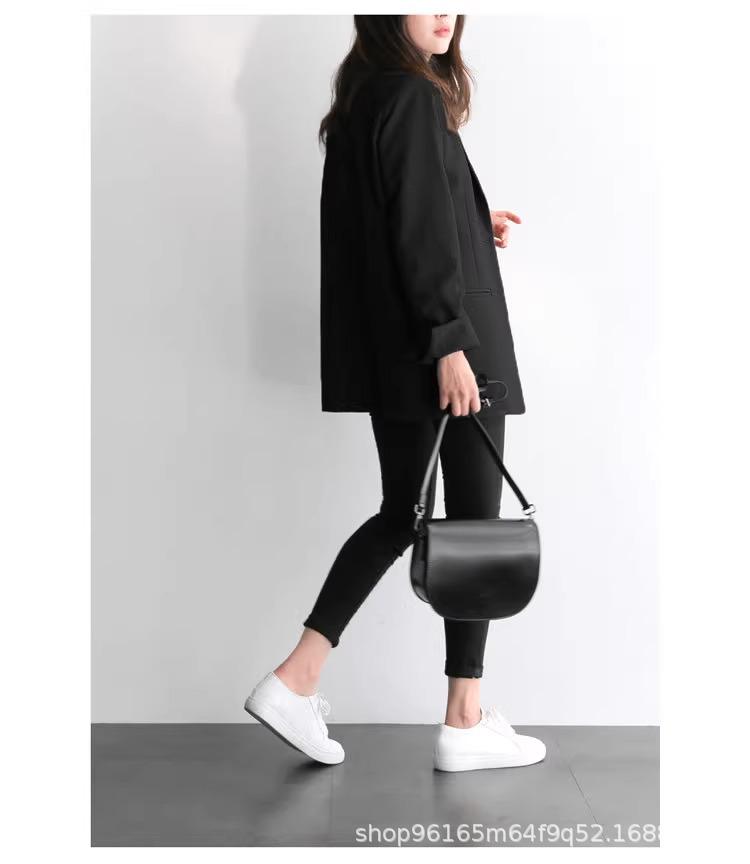 Dámské volné černé sako v korejském stylu pro práci a pohovory
