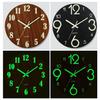 12-inch Wood Board Wooden Luminous Wall Clock Silent Clock MDF Wood Grain Creative Luminous Fluorescent Clock