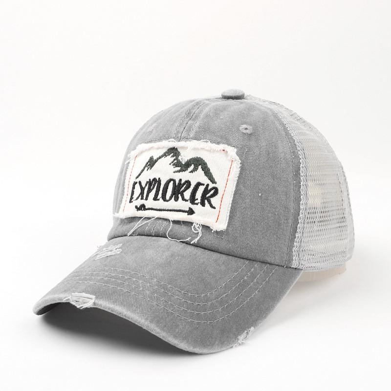 Breathable Embroidered Letter Mesh Cap With Adjustable Fit For Outdoor Sun Protection