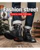 Męskie Wysokie Buty Motocyklowe Sznurowane, Gruba Podeszwa, Codzienne Buty Robocze Jesień/Zima