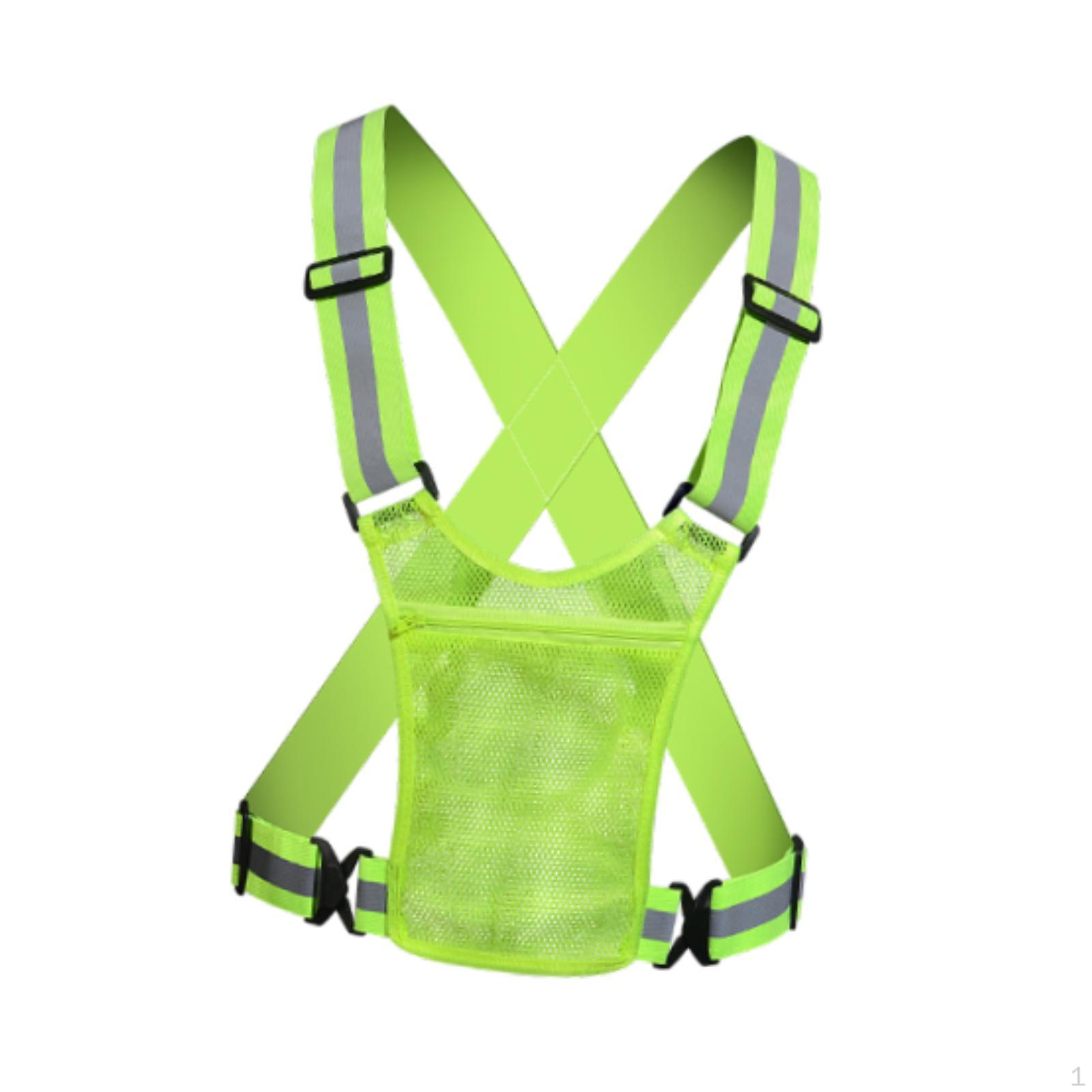 

Светоотражающий жилет с ремешком на ремне, регулируемый, высокая видимость, снаряжение для бега, велоспорта зелёный
