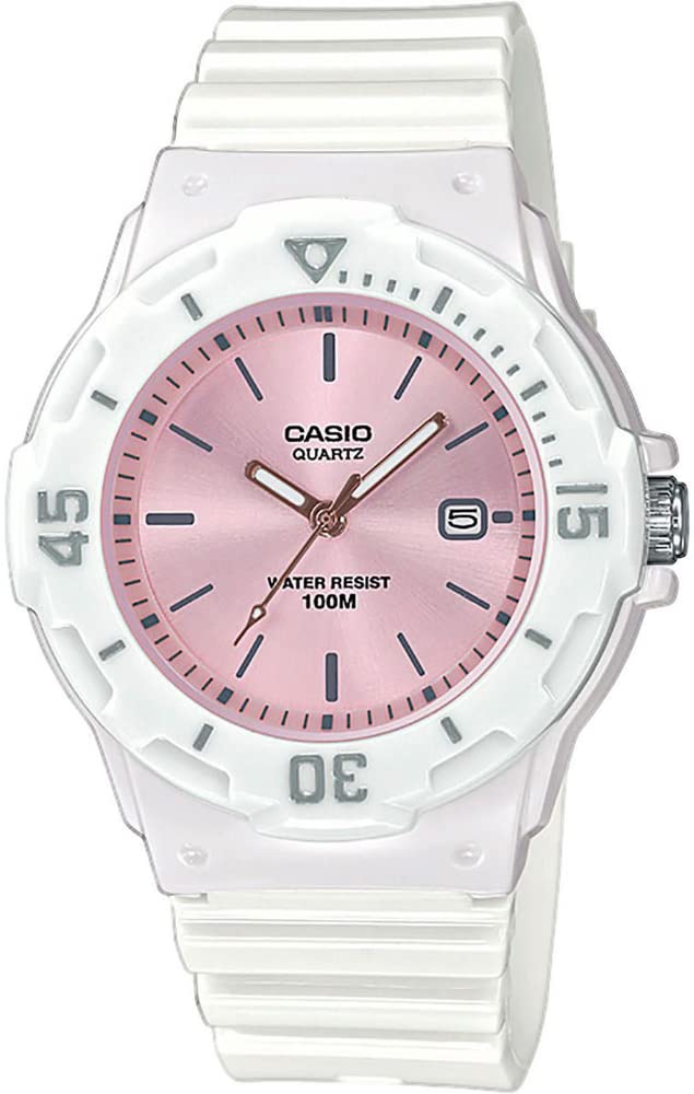 

Casio LRW-200H-4E3V Analog Watch for Women and Kids, Gloss White with Pink Metallic, Overseas Model [Parallel Import]