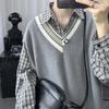 Büyük Boy Kazak Yelekler Erkek Örgüler Leisure Homme Kolsuz Kazaklar Her Mevsime Uygun Yelek