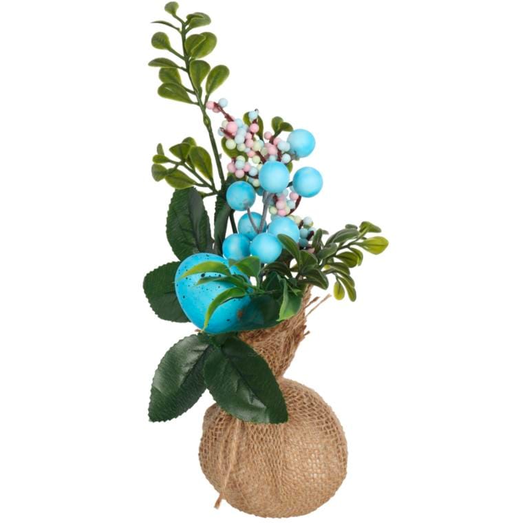 Easter Table Decoration with Egg - Blue Festive Composition Height 27cm