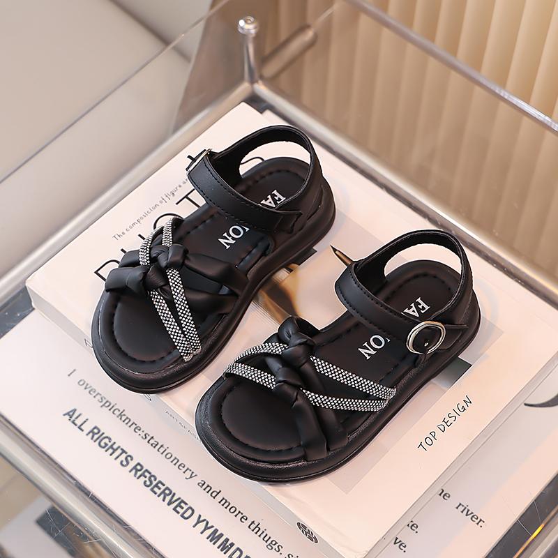 Mädchen Strandschuhe Weiche Sohle Rutschfest Kinder Prinzessinnenschuhe für Sommer Glänzende Pailletten 2025 Sommer Kinder Sandalen Offene Zehen Süß