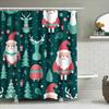 Winter Christmas Shower Curtain Decorations Santa Claus Reindeer Design 180Cm Long Waterproof Fabric Bathroom C