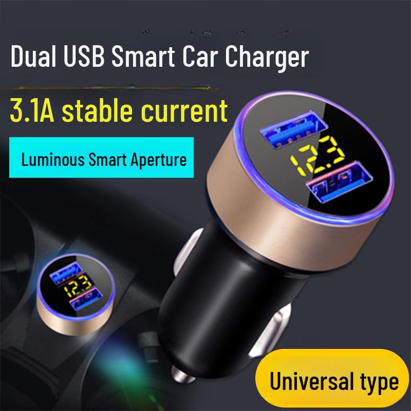 

Dual Port Fast Car Charger Adapter with Flash Charging Gold 3.1A Car Charger