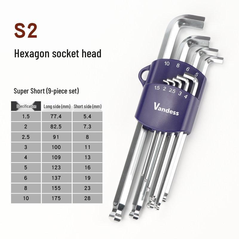 Compact L-Shaped Metric Hex Key Set with Ball Head for Tight Spaces