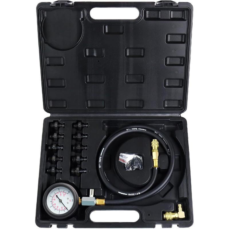 Oil Pressure Tester Kit Professional Oil Pressure Gauge Tool for Engine Diagnostic Test with Hose Adapters and Carry Case for Ca