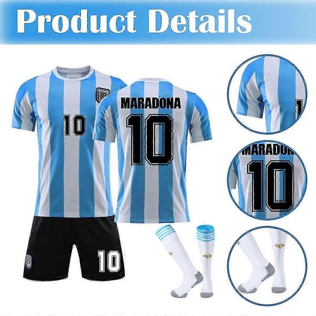 Conjunto de fútbol para el Mundial de Fútbol para niños/adultos en Argentina conjunto W 1986-Maradona 24# 25-26