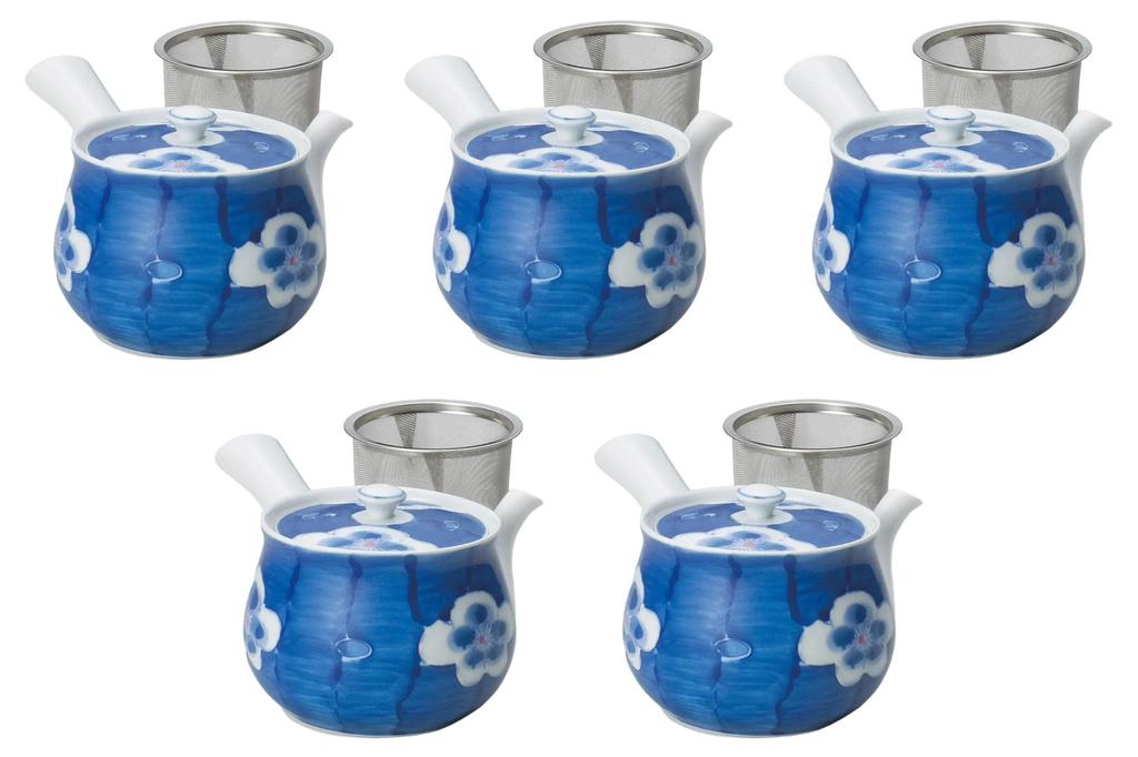 Set of 5 Umeka extra large teapots Arita ware teapots Arita ware Setomonohonpo U-shaped [12×10.5cm 650cc]