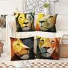 Double-Sided Printed Throw Pillow Covers Modern Abstract Lion Portrait Print Cushion Cases, Bold Wildlife Home Decor Living Room