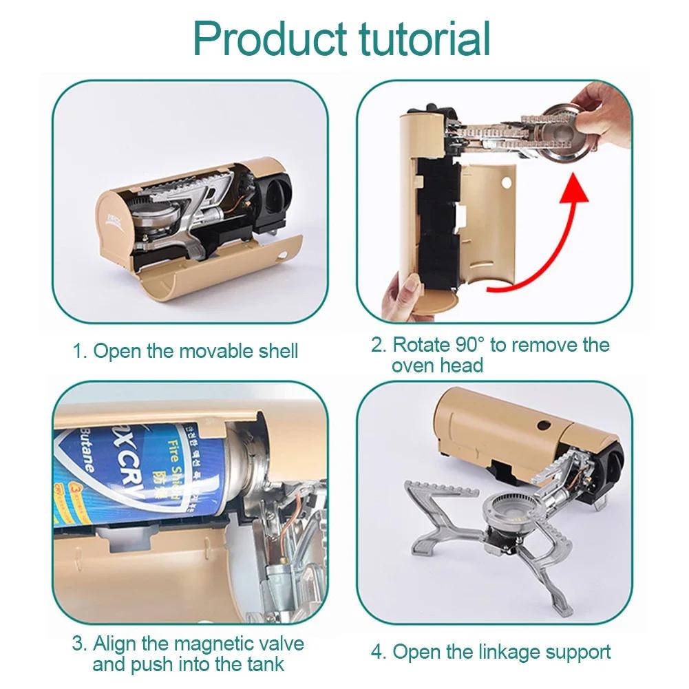 2600W Outdoor Folding Cassette Stove Camping Portable All-In-One Gas Stove Picnic High Fire Stoves Electronic Ignition Equipment