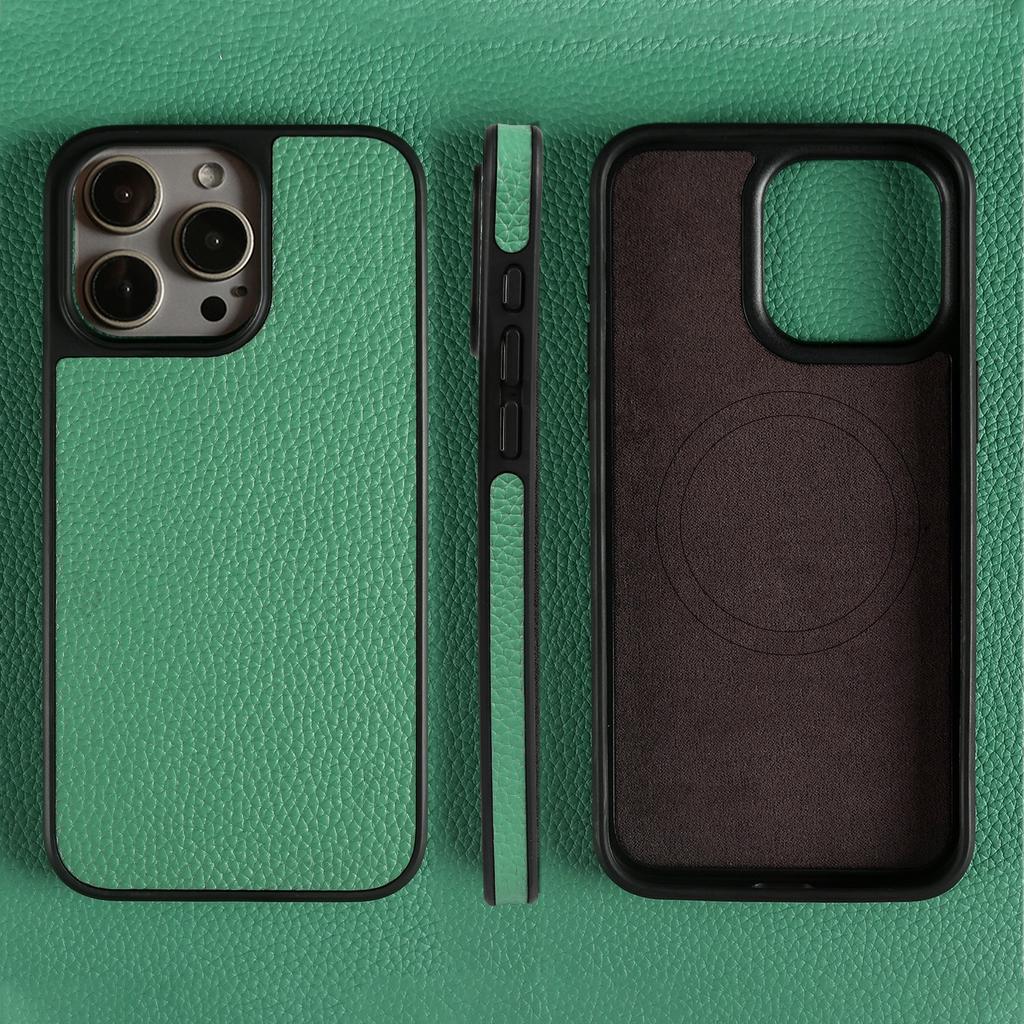 Магнитный чехол из натуральной кожи для телефона iPhone 16 Pro Max 15Pro 14 13pro 12 11 из коровьей кожи, беспроводной Magsafe, задняя крышка capa