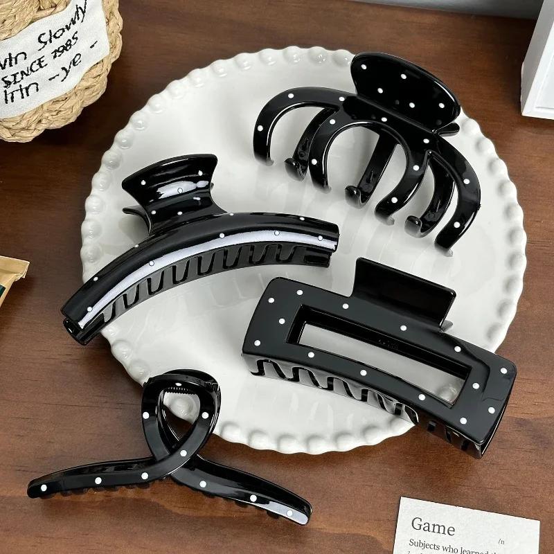 Retro Negru Alb Buline Geometrie Clamă de Păr Femei Fată Agrafă de Păr Elegantă Clipuri Rechin Crabi Barrete Accesorii de Păr la Modă