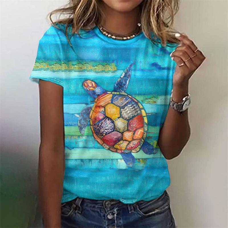 Funny Animal Smile Graphic Women Cute Cartoon Style 3D Print Leisure Street Harajuku Tee Top Y2k Summer