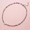 Vlen Multicolor Natural Stone Beaded Initial Choker Necklace Bohemian Handmade Personalized Letter Shell Charm Jewelry Gift
