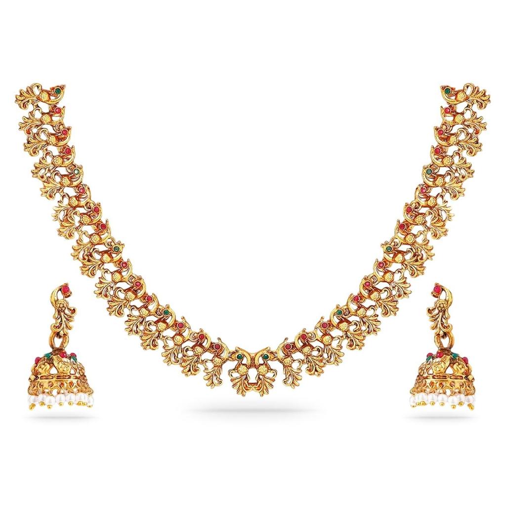 Necklace Set Gold Plated Floral Design Jewellery Gift for Women & Girls