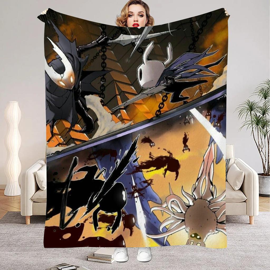 Hollow Knight Blanket Cartoon Game Printed Flannel Blanket for Home Living Room Bedroom Decor New Year Christmas Gift for Fans
