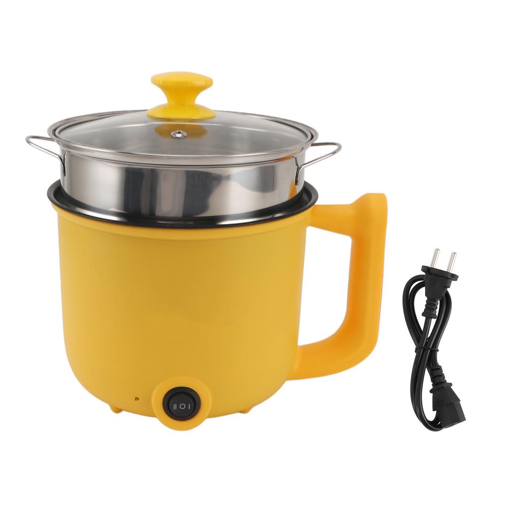 Electric Noodle Cooker Yellow 1.8L 2 Speed Adjustment 600W Automatic Power Off Anti Stick with