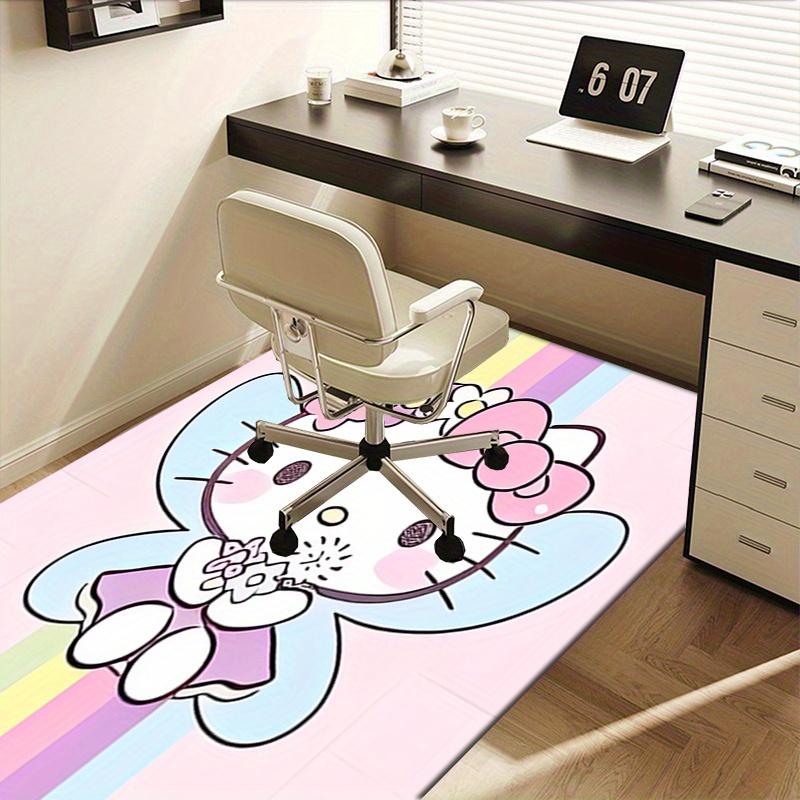 Office Rug Hello Kitty, Rainbow Anti-Slip Rug, Machine Washable for Living Room, Bedroom, Office, Multiple Sizes, Bedroom Mat, Decorative Mat, Durable