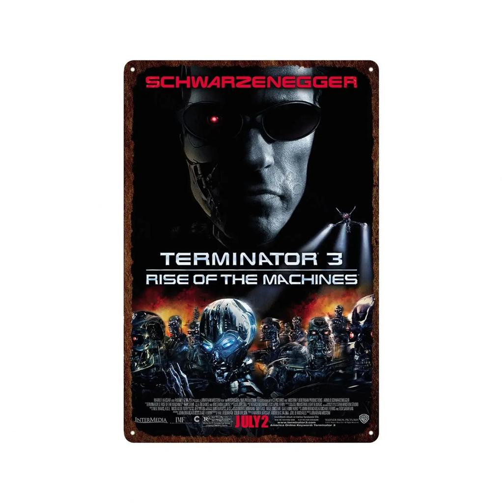 Kovový plechový plakát Terminator 2 Film Kovová deska Plakát Dekorace pro Bar Klub Nástěnná dekorace Retro Domov Ložnice Vintage nástěnná deska