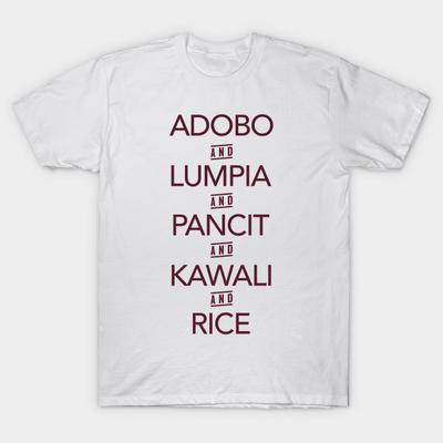 T Shirt Women Adobo Lumpia Pancit Kawali And Rice Pinoy Food Tee Harajuku Print Kawaii Tshirt Summer Short Sleeve Female T-Shirt Top Tee