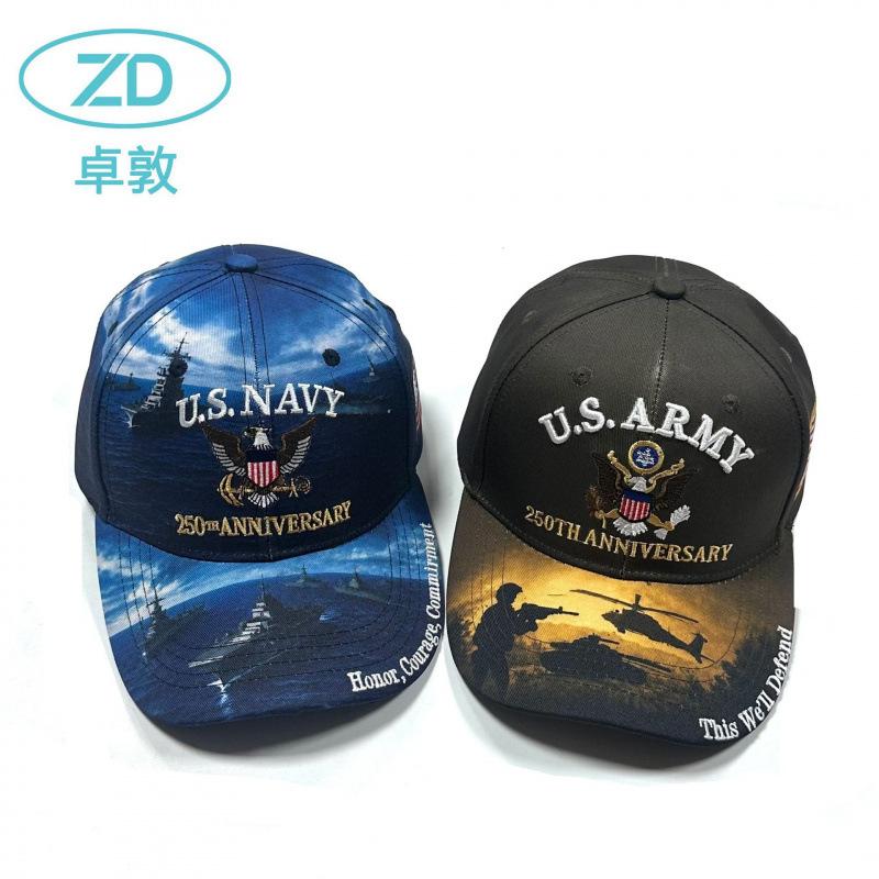 Fashion 110th Anniversary American Flag Embroidered Distressed Denim Baseball Cap U.S. NAVY Embroidered Letter Baseball Cap
