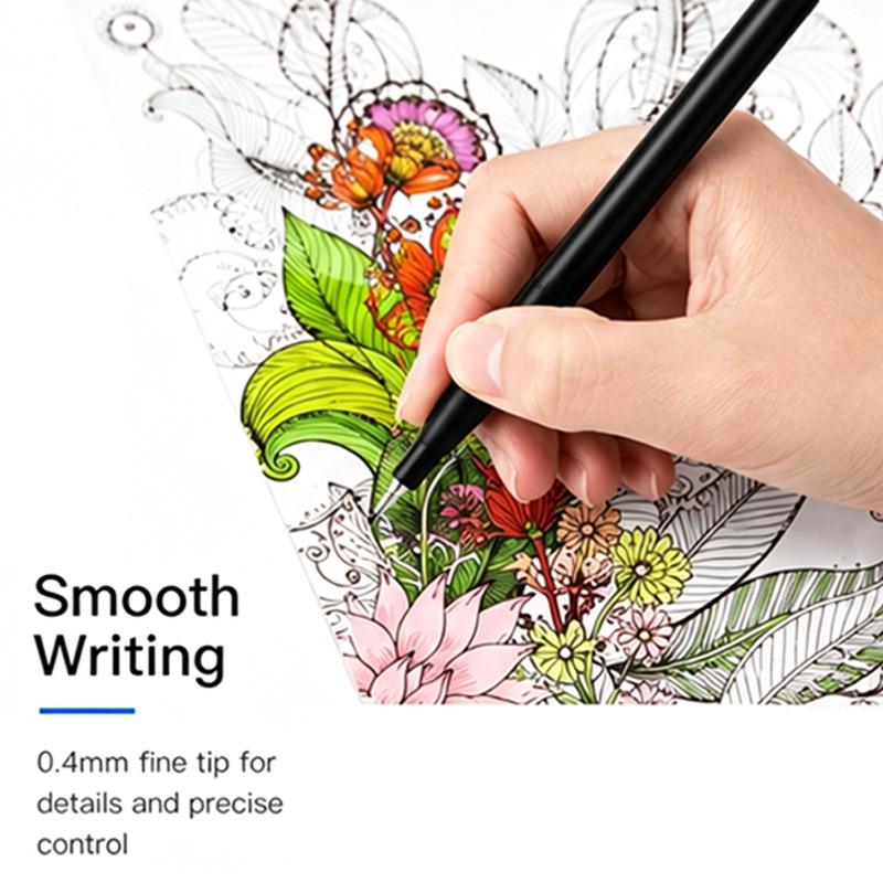 12, 24, 36 Color Watercolor Fineliner Drawing Pen Set with 0.4mm Needle Tip for Outlining