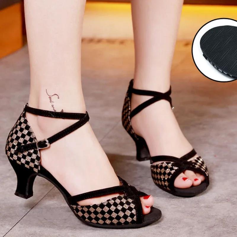 High Heel Ladies' Dancing Shoes for Latin Tango Ballroom Salsa Dance with Soft Sole