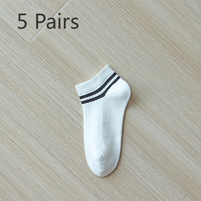 5 Pairs of Female Pure Cotton Non Slip Non Drop Heel Anti Bacterial Breathable Sweat Absorbing Boat Socks