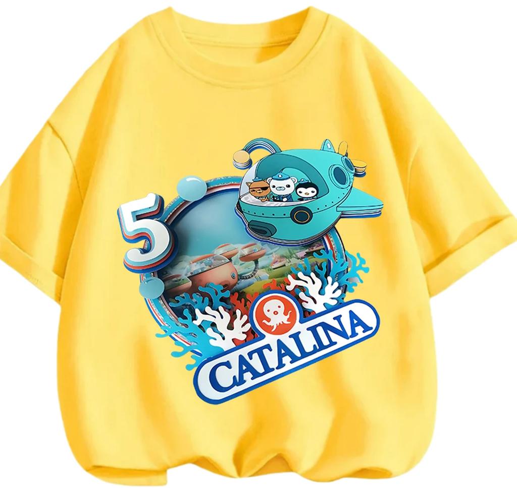 Adorable Cartoon Octonauts T Shirt Casual Street Leisure Tops Summer Daily Outfits For Little Boys And Girls