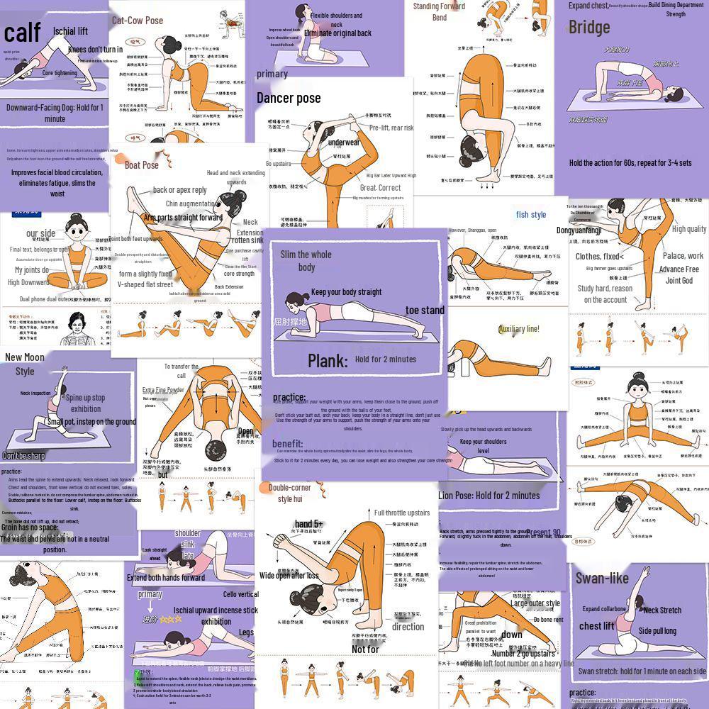 Yoga Posture Stickers & Cards: Wellness Exercise Tools for Home or Studio