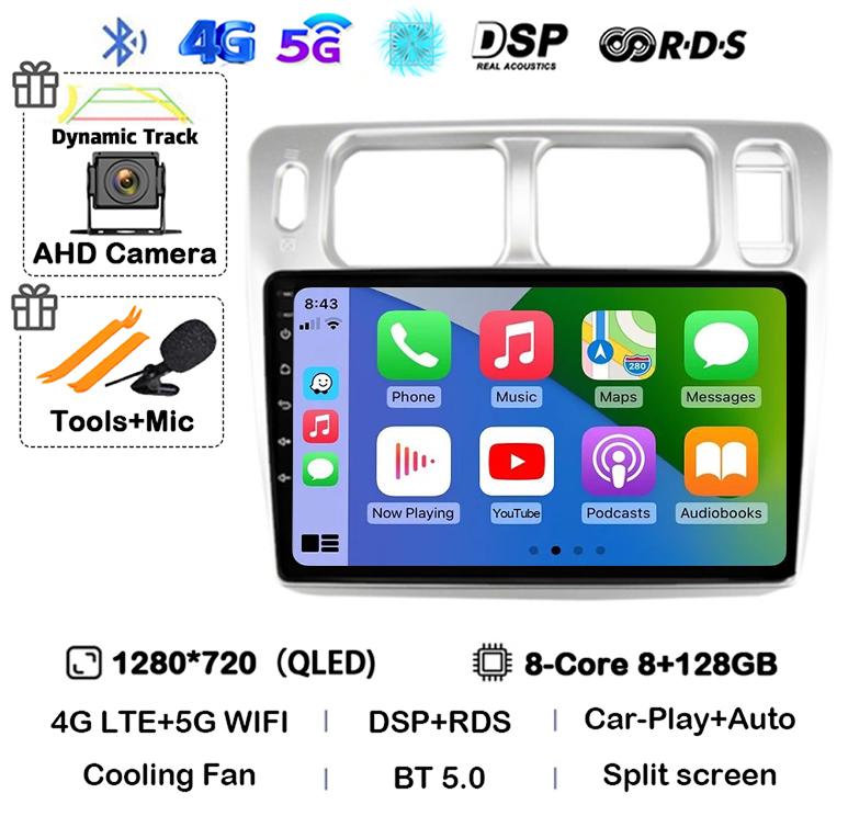 Android 14 Wireless Auto Carplay For Mitsubishi Pajero iO 1998-2007 Car Radio GPS Navigation 4G WIFI Multimedia Video Player DSP