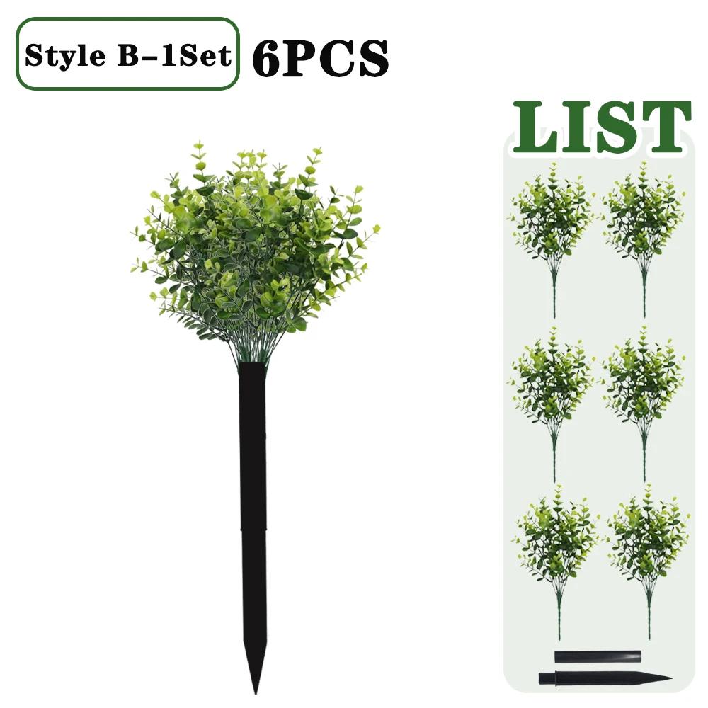 Künstliche Pflanzen für den Außenbereich Eukalyptuszweige UV-beständige Kunstblätter Kunststräucher Innendekor Garten Topfpflanzen Veranda Zaun Dekor