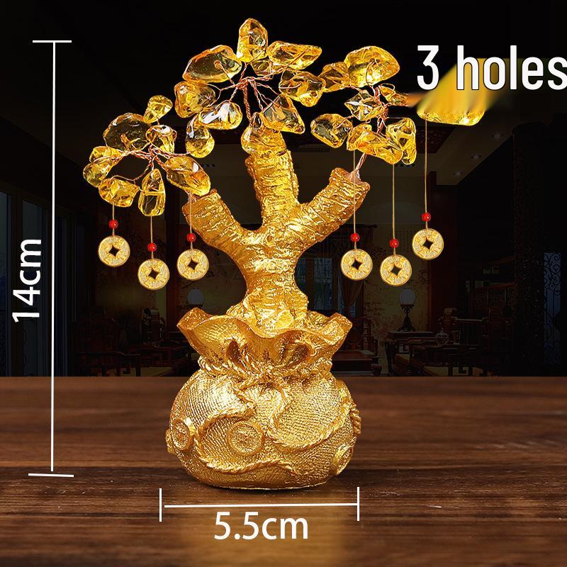 Yellow Crystal Golden Toad Money Tree Ornament with Lucky Bag