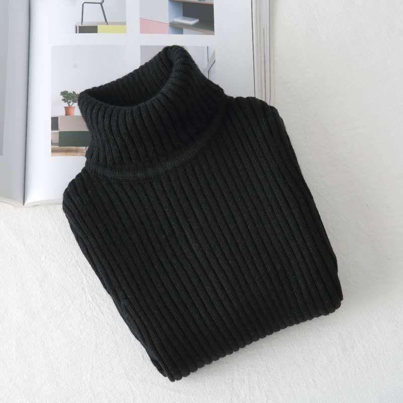 Girls' High-Neck Knitted Pullover Sweater - Autumn/Winter Fashion for Kids