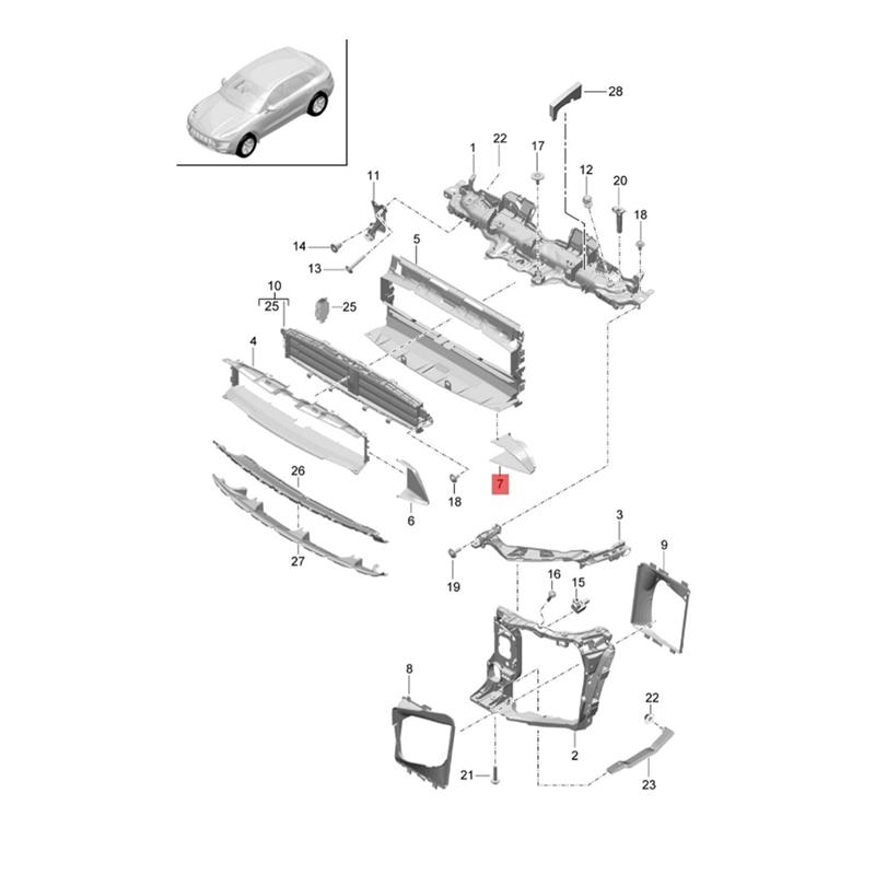 A51K-For Macan 2014-2018 Front Bumper Air Duct Guide Flap Cover 95B807699 95B807700 95B121699J1E0 95B121699C1 1Pair