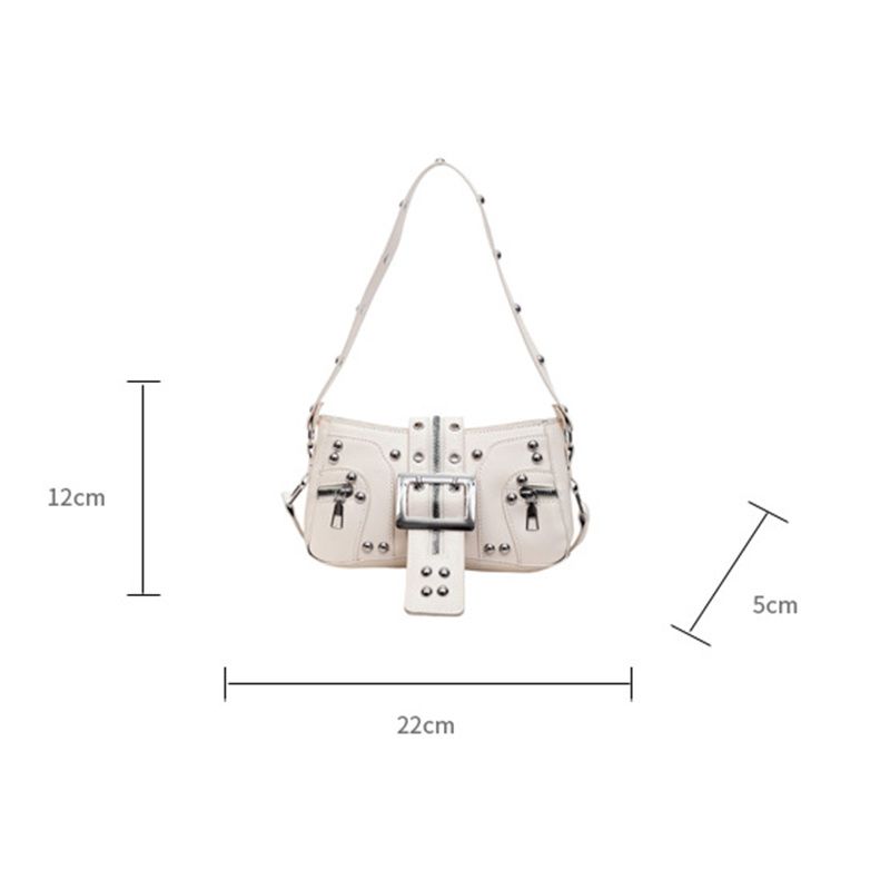 Yogodlns Borse a Spalla da Donna in PU Stile Punk con Borchie Moda Retro Y2k Stampa Leopardo Borsa Sottobraccio da Donna Design Raffinato con Cintura Borse Cool per Ragazze