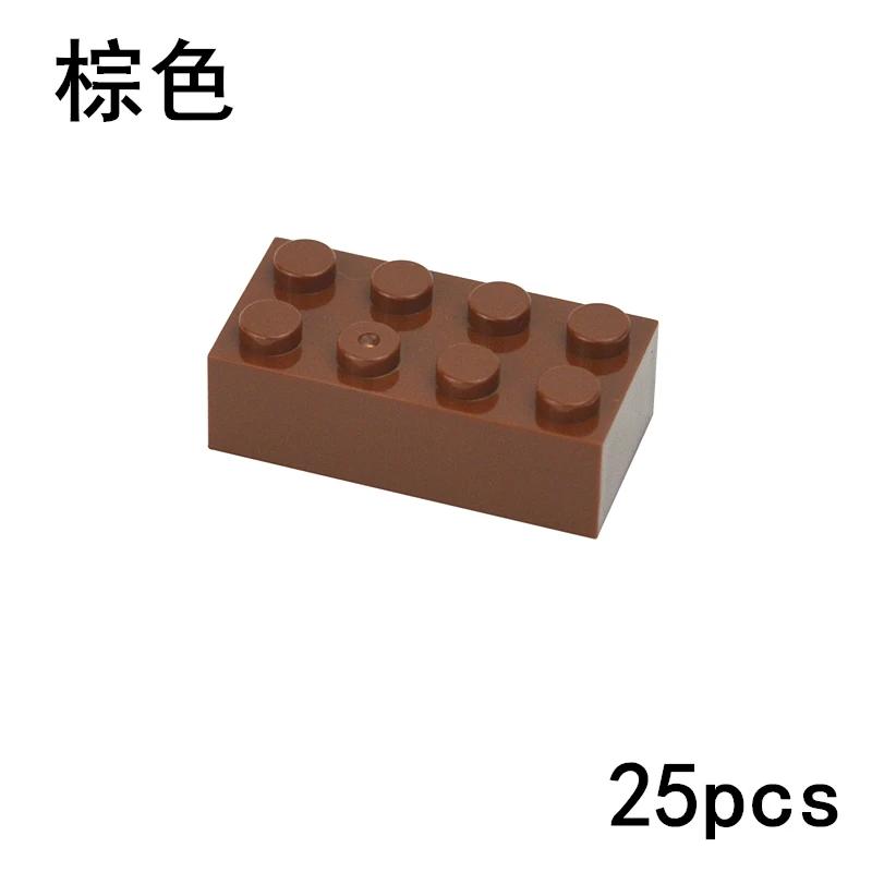 

25PCS DIY 2x4 Dots Compatible With 3001 Building Blocks Thick Figures Bricks 2*4 Dots Educational Creative Size Toy for Children коричневый