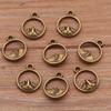 10x13mm DIY Alloy Round Mountain Pendants Charms for Necklaces, Bracelets, Bags - 2 Colors