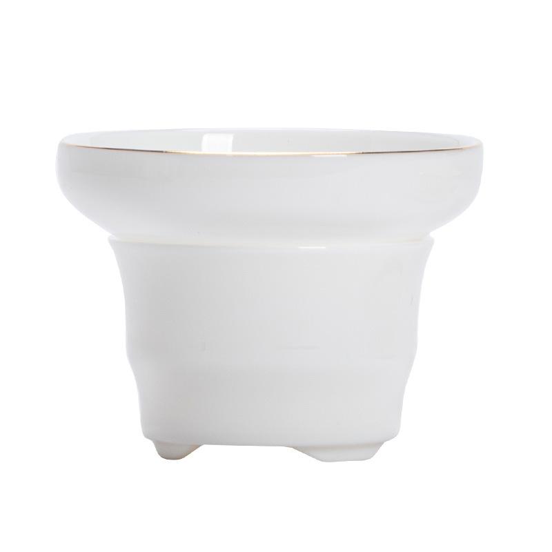 Suet Jade Porcelain Tea Leak Tea Filter Set Household White Porcelain Tea Filter All-ceramic Mesh Tea Compartment Accessories Tea Filter