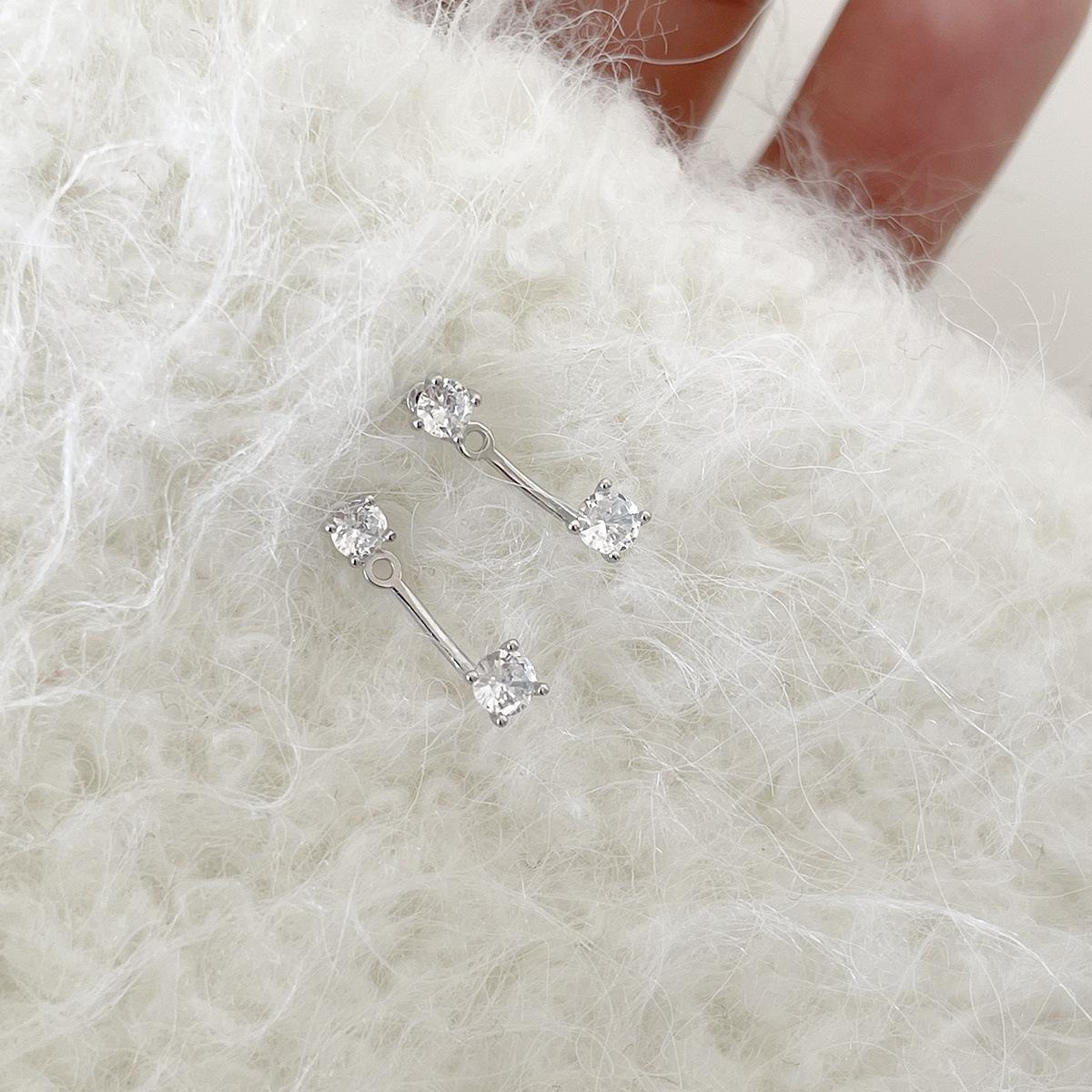 

999 sterling silver zircon stud earrings for women s simple, exquisite, light and luxury, high-end stud earrings, fashionable mini stud earrings 999 silver