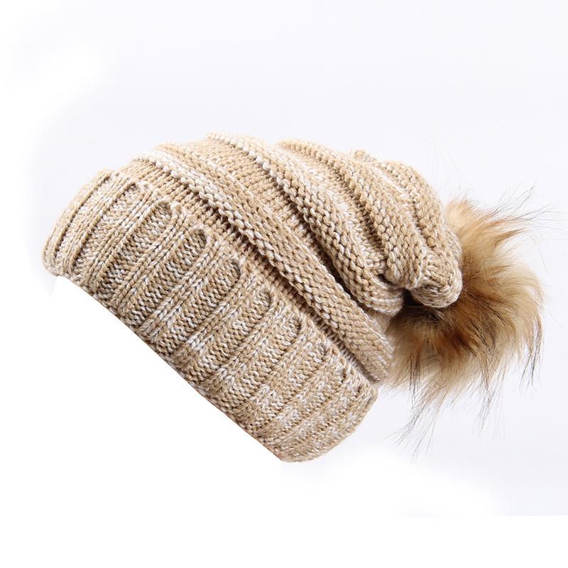 Stylish Winter Women's Knitted Beanie Hat With Versatile Pom Pom Design And Warm Material
