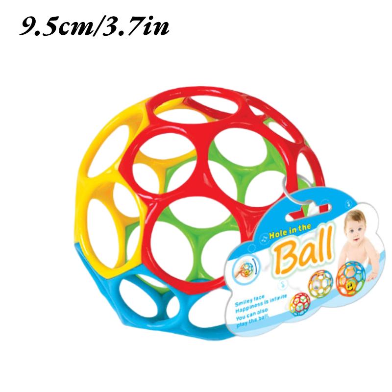 

Baby Infant Easy Grasp Hole Ball Puzzle Toy Colourful Soft Plastic Teether Molar Classic Ball,9.5cm/3.74in