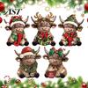 Garland Bow Animal Decor 2/3Pcs Christmas Highland Cow Wooden Tabletop Sign, 2D Flat Yak Whimsical Country Ornaments Figurine Ornament with