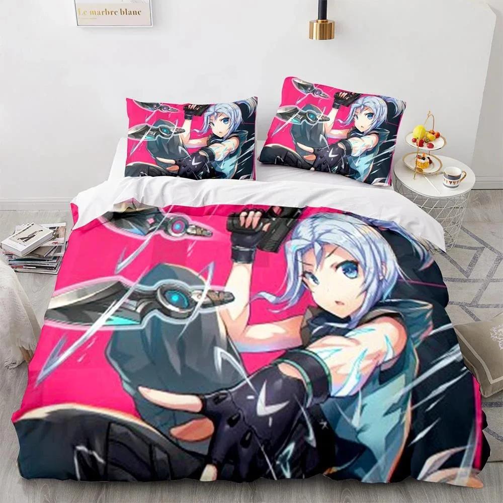 Game Valorant Neon Beding Set Young Boys Young Girls Twin Quen Sized Dimensions Soft Duvet Cover Pilowcase Bed Children Kids Adult People Fashion Home