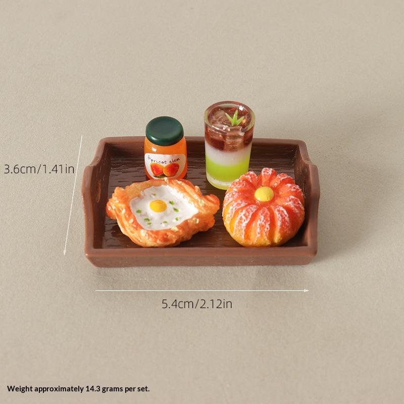 

5Pcs Dollhouse Sumilation Mini Bread Dim Sum Drink With Plate Afternoon Tea Decoration For Kid Pretend Play Toys